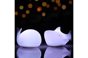 TREMDWOTO Cute Whale Night Light Kids, Shark Nightlight Battery Powered Night Lamp for Kids Room, Silicone Soft Portable Nightlights, Baby Nursery Toddler Squishy Light Birthday Gifts for Girls and Boys