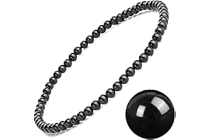 EUMENIDES Tiger's Eye，Tourmaline Color， Agate Stone Anklet，4/6MM，9.45 Inch，GRADE A，Gemstone Foot Anklet，Bohemian，Release Anxiety, Bring Good Luck,