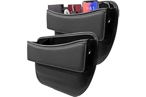 MainPi 2 Pezzi Scatola Portaoggetti per Seggiolino Auto,Car Seat Gap Storage Organize in PU,Organizer per Auto,Tasche Laterale per Sedile Anteriore Auto per Telefoni,Occhiali,Carte,Chiavi