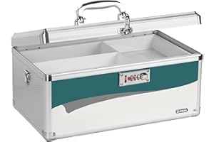 GLOSEN Boîte à Pharmacie avec code, Boîte de Rangement Médicale, Boite Medicaments à serrure à combinaison, Coffre de Rangement Medicament à serrure combinée [15.9*9.3*7.4 Pouces] [Version actualisée]