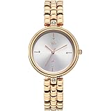 Fastrack Vyb Iconiqué with Quartz Analog Silver Dial Rose Gold Zinc Alloy Strap Watch for Girls - FV60115WM01W: 