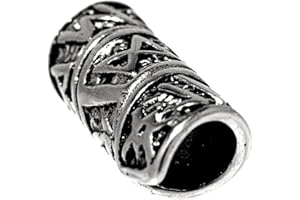 KISS OF LEATHER Gioiello da barba, con rune, in acciaio inox, 5 mm