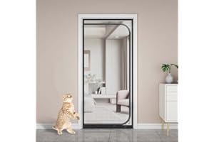 MOTT 50 Window/Door Pet Resistant Mesh Screen Netting,Anti-escape Net Cat Safety Window Mesh Door Shielding,Anti-Tearing Patio/Courtyard Fly Screen Door, Zipper-a-black, 70x200cm