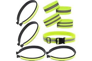 W Rxkiocs 9 Pezzi Bretelle Catarifrangenti Catarifrangente Clip per Pantaloni Riflettenti Bracciali e Braccialetti per Corsa Notturna All'Aperto Il Ciclismo l'Escursionismo