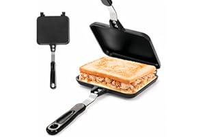 Cididu Hot Sandwich Maker, Grilled Sandwich Toaster Gas Stove, Double-sided Non-stick Frying Pan for Bread Panini Cheese Pancake Breakfast, Stovetop Sandwich Grill Press Flip Pan for Camping Kitchen