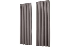 heimtexland Tende oscuranti termiche, set da 2 pezzi, con nastro arricciato, protezione dal freddo, protezione solare, isolamento acustico, decorazione per finestre, tipo 139, fango, grigio, altezza x