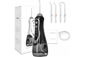 NOOR ZALA Water Flosser with 5 Adjustable Modes, IPX7 Waterproof, 300ml Tank, Long Battery Life, and 360-Degree Nozzle for Teeth Cleaning, Whitening & Gum Health – Portable Oral Irrigator (Black)
