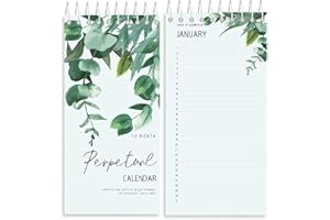 Prefdo Calendrier perpétuel, dates importantes à retenir, organiseur mural floral mensuel et quotidien à suspendre au bureau, journal, planificateur d'événements pour anniversaires, jours spéciaux,