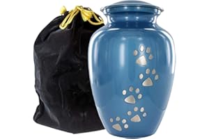 Trupoint Memorials Petite urne pour Cendres d’Animaux Bleu Urne Artisanale pour Chiens et Chats Aluminium de Haute qualité pour Petits Animaux Jusqu’à 7 kg Pochette en Velours Incluse