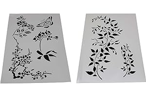 Large Tree Vine Leaf & Tree of Life Stencils for Crafts - ShiningUU 2Pcs Reusable PET Wall Stencils for Painting on Wood Walls, Furniture, Canvas | DIY Home Decor Art Crafts Templates