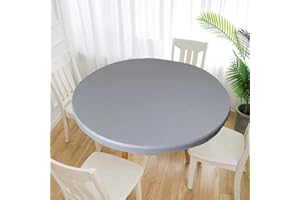 Cozomiz Copritavolo sotto Tovaglia Rotonda Rettangolare Tavolino Impermeabile Antimacchia Kitchen Decoration per Tavola da Pranzo Grigio 120cm Taglio Aderente Rotondo