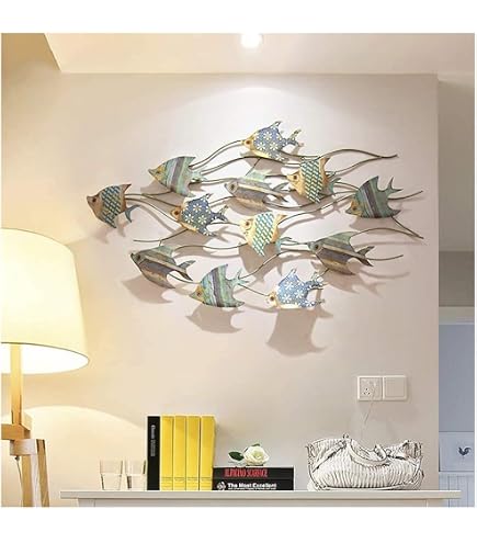 Pinkunn Decorazione Da Parete In Metallo Con Conchiglie Marine, Tema Nautico, Dimensioni 40x21 Cm, Per Bagno E Soggiorno
