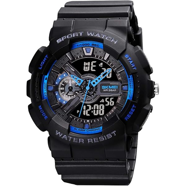 V2A Orange Black Analog Digital 5Atm Waterproof Sports Watch with