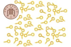 LIVE-WIRE-DIRECT 100 x Small Tiny Mini Eye Pins Eyepins Hooks Eyelets Screw Threaded Bails Findings Gold 10mm