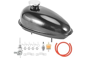 Trkimal Metal Fuel Tank with Fuel Tap Cap for 49cc 50cc 60cc 66cc 80cc Motorized Bike Powersport Oil Tanks (3L)