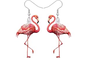 RAIDIN Acrylic Cute Flamingo Dangle Hook Earrings Gifts for Girls Kids Cartoon Bird Jewelry for Women Birds Lovers Charms