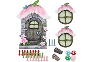 SPTwj Porta Delle Fate e Finestre per Alberi Luminoso Porta da Giardino Fatato Porta in Miniatura Fata Esterni Porta Degli Elfi Tronco d'albero Decorazione Ornamenti per Porta d'albero