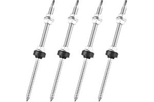 Taekooki Lot de 4 vis à double filetage M10 x 200 mm, vis solaires, PV V2A, fixation du panneau solaire, pour fixation solaire photovoltaïque sur les toits de bâtiments