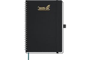BEZEND Agenda 2026 A5 Spirale 21 x 15,5 cm Agenda Semainier 2026 avec Double Horaire 1 Semaine 2 Pages | 18 Mois Du juil. 25 à déc. 26 | Couverture Souple en Cuir PU - Noir