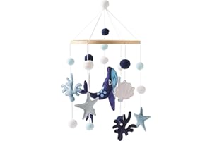 QXWUYAZBRYL Cuna Móvil para Bebé, Campana De Cuna MóVil De Fieltro, Carrusel Cuna Bebe, Cuna Para Mobile Bebé, con Animales Submarinos Estrellas de mar, Ballenas y Corales, para Regalo para Bebés o Niños