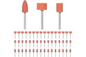 BNNRJIA 51 Pcs Abrasive Mounted Stone Grinding Wheel Head Mounted Points, Drill Grinding Stone for Drills, 1/8 Inch Shank for Dremel Rotary Tool Accessories, Polishing Deburring on Gemstones Glass Metal