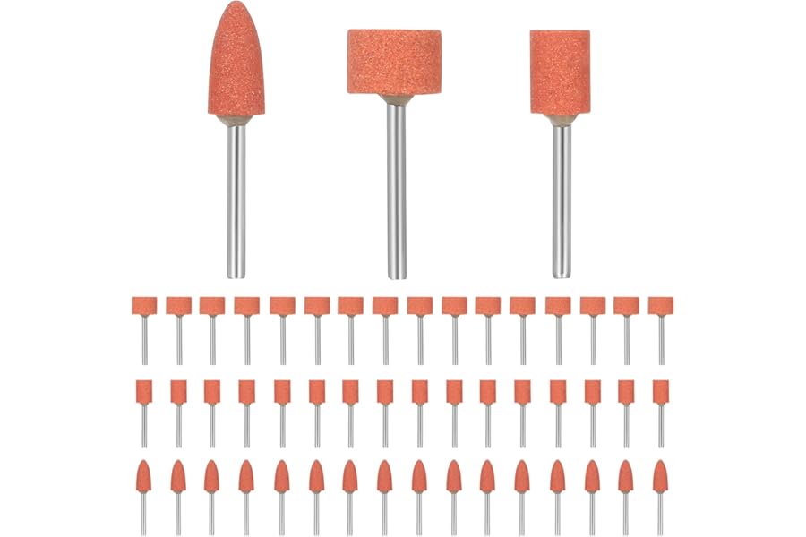 51 Pcs Abrasive Mounted Stone Grinding Wheel Head Mounted Points, Drill Grinding Stone for Drills, 1/8 Inch Shank for Dremel Rotary Tool Accessories, Polishing Deburring on Gemstones Glass Metal