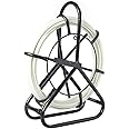 KATSU Fiberglass Duct Rodder 6x30M with Steel Stand and Brake, Fiberglass Electric Cable Installation Tool, Electrician Pipeline Cable Running Threader Fish Tape Puller 312363