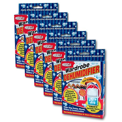 Pack of 6 Hanging Wardrobe Moisture Absorbing Dehumidifiers