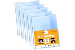 ‎PERFECT LINE perfect line • 15 sztuk pokrowców na zeszyty ćwiczeń, 21 x 29,7 cm, krystalicznie czyste, mocne, nadające się do recyklingu, przezroczyste etui na książki DIN A4