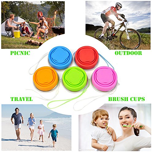 SSFW 300ML Faltbare Reise becher – 100% Food-grade Silikon Tasse für Camping Reisen und Wandern (3cups-3colours) - 5