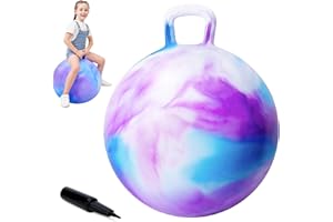 INPODAK 50cm Hüpfball,Aufblasbarer Hopper Ball mit Pumpe,100 KG Belastbar Sprungball mit Griff,rutschfest Space Hopper,20 Zoll Hüpfball für Kinder 5-9 Jahren Drinnen & Draußen