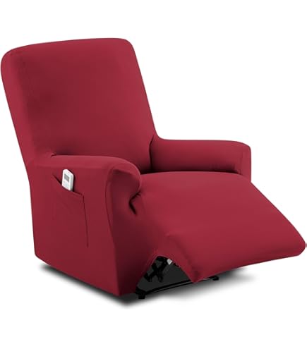FANSU Copripoltrona Relax Reclinabile Elettrica Universale, Elasticizzato Copripoltrona 1 posto con Tasche, Fodere Poltrona Relax Lavabile Rimovibile (Marrone