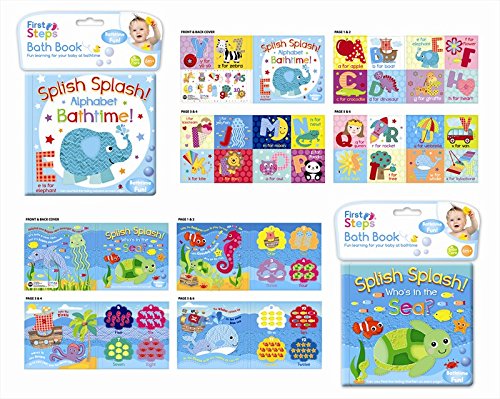 Pack of 2 Baby Waterproof Bath Time Book Educational Learning Sea Theme 6months+