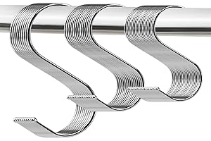 LiRiQi Lot de 45 Crochets en S en Acier Inoxydable, Crochet Multifonctions, S en Forme de Métal Suspendus Crochet, Crochet S Pour Salle de Bains, Chambre, Bureau, Cuisine (Grand, Moyen et Petit)