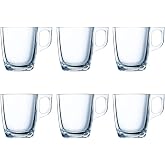 Luminarc New Set of 6 Cups 9cl Glass Soda Suitable Microwave Safe Refrigerator Recyclable | Transparente, Sodo, forma con asa