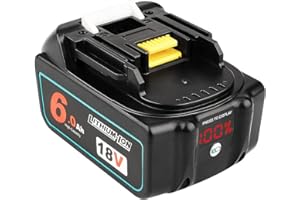 QUPERR 18V 6.0Ah Li-ion Replacement Batteries with Indicator (LED Display) Compatible with Makita 18V Battery BL1850 BL1850B BL1840 BL1830 BL1830B BL1860 BL1840B BL1845 BL1815 632B77 LXT