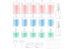 AMANMAN Reiseflaschen Set 23 Stück Nachfüllbare Leere Quetschbeutel 30ml/50ml/100ml Auslaufsicher Reiseflasche Tragbare Clamshell Verpackungsbeutel Reisegröße Behälter Reise Flaschen mit Kosmetikdosen