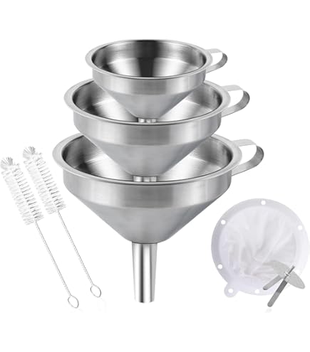 Set 3 Imbuti In Acciaio Inox - Mini Imbuti Da Cucina Con Spazzolini, Per Liquidi E Polveri - Foto 5