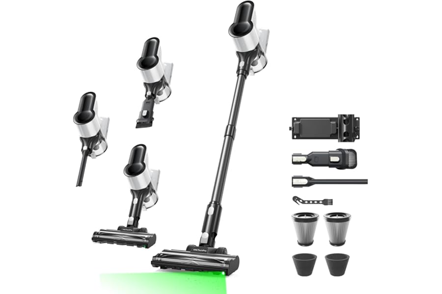 VACTechPro 550W/50Min/50KPA F02 Lite Wireless Vacuum Cleaner, Wireless Vacuum Cleaner with 8-Layer Filtration System, Powerful Wireless Vacuum Cleaner for Floors/Carpets, Black and White