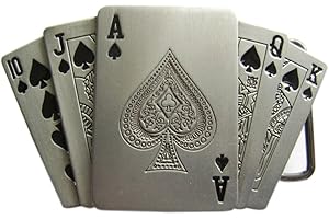 JEANSFRIEND New Royal Flush Spade Casino Lighter Vintage Hebilla del cinturón Belt Buckle