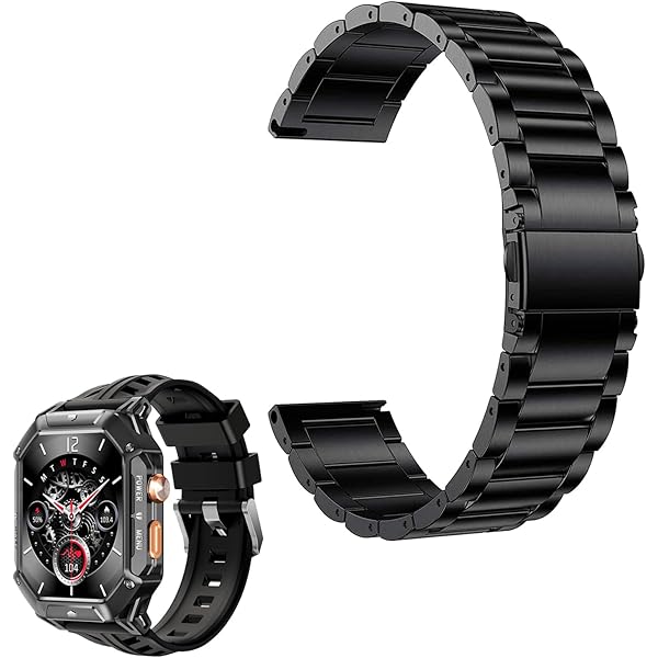 MBROS Compatible Pour OUKITEL BT101, Metal Acier Classique Bracelet De Remplacement Compatible Pour OUKITEL Montre Connectée Homme 2.02" BT101 (Noir