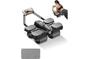 Victoper 2025 Ab Wheel Roller with 4 Whees Smart Counting & Track Calories,Load-bearing 300kg,Exercise 6 Muscle Groups,1.7M AutoRebound,Ab Roller Exercise Wheel with Knee Mat for Home Fitness Gym Use