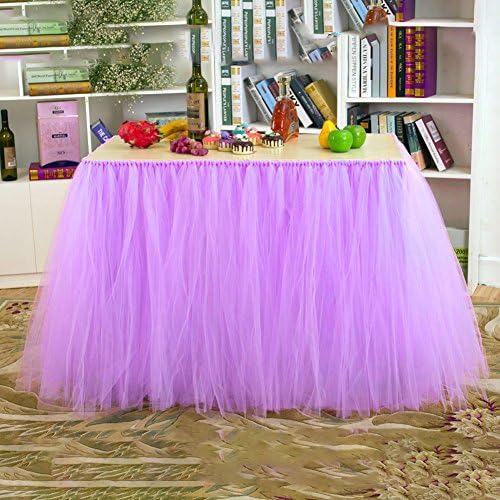 3ft Purple Tulle Table Skirt Queen Wonderland Tulle Tablecloth Tutu Tablecloth Skirting for Wedding Party Baby Shower Christmas Birthday Cake Dessert Table Decoration 31 x 36 inch