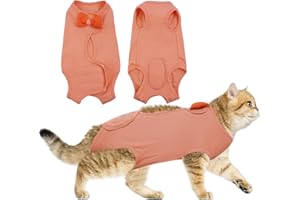 DENTRUN Cat Recovery Suit, Cat Onesie for Post Spay Surgery Vest Female Kitten Shirts Anti Licking Suit, Cat Premium Soft Vest Cone E-Collar Alternative Neuter Surgical Suit for Male Cats Apparel