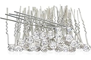 WKRTDY 30 Stück Hochzeitshaarnadeln Brauthaarnadeln U-förmige Diamant-Haarnadeln Kristallblumen-Form-Haarnadel, weiße Diamant-Haarnadel für Frauen, Mädchen, Hochzeit, Ball