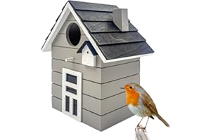 Seaside No.64 - Vogelhaus/Nistkasten für kleine Singvögel wie Meisen, Sperling und Fink - Indoor als Dekoration & Outdoor als Nistplatz in vielen verschiedenen Farbkombis (Greige)