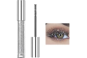 CESGIGO Mascara con Brillantini in Argento Glitterato, Colorato Viola Impermeabile per Feste, Matrimoni (Argento, 1)