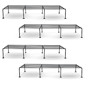 BonKaso Premium Rectangular Anti-Rust Metal Plant Stand Set (Pack of 4) - Stylish Black Stands for Indoor, Outdoor, and Balcony Use