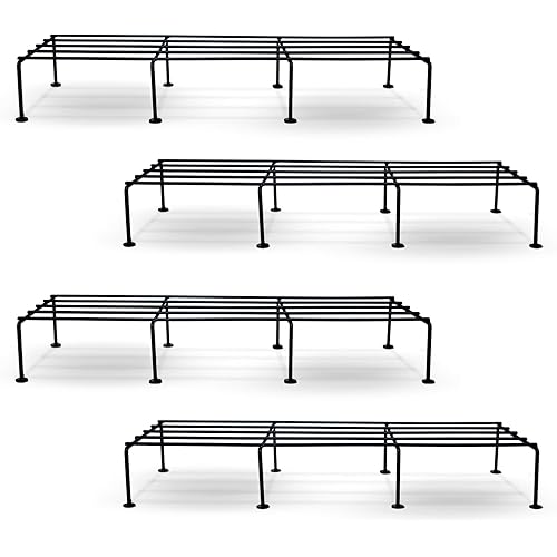 BonKaso Premium Rectangular Anti-Rust Metal Plant Stand Set (Pack of 4) - Stylish Black Stands for Indoor, Outdoor, and Balcony Use