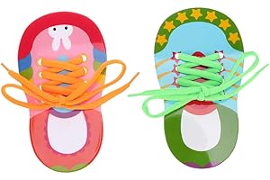 TOYANDONA 2Pcs Enfants Filetage de Lacet Jouets Pédagogiques Chaussures de Laçage Aides Pédagogiques Précoces pour Les Tout-Petits Enfants (Bleu Et Rose Couleur de Lacet Aléatoire)